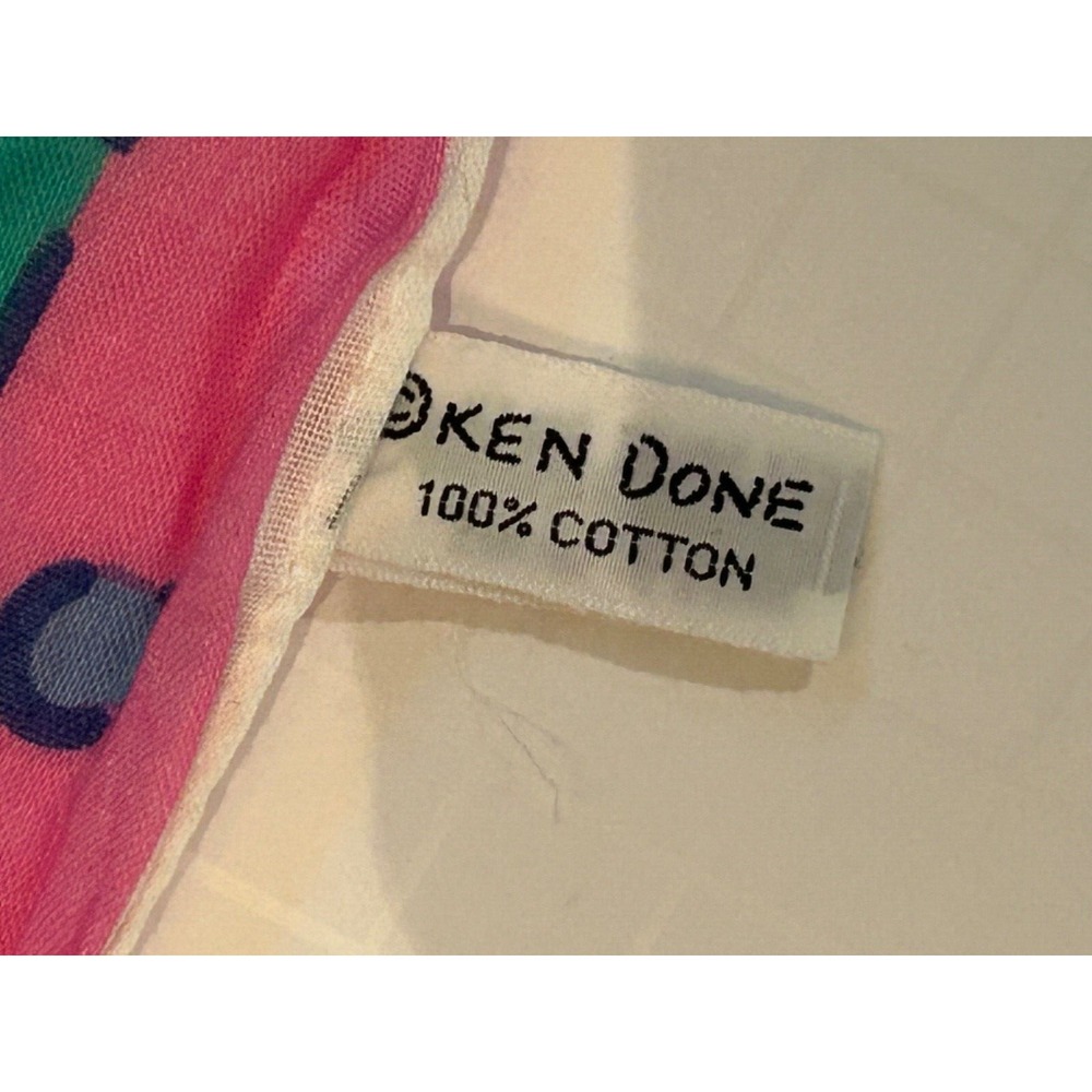 Vintage KEN DONE Fish Scarf Great Barrier Reef Ocean Scene Cotton‎ Made in JAPAN - Picture 8 of 9